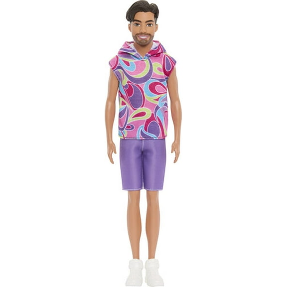 Mattel - Barbie Ken Fashionista Doll, Brunette with Totally Hair-Inspired Look, 65th Anniversary