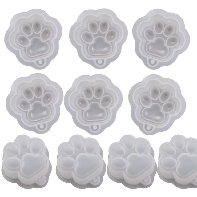 10 Uds. De moldes de silicona para colgante de patas de gato, molde de resina epoxi para hacer llaveros, tamaño 1,5 "x 1,5" x 1"