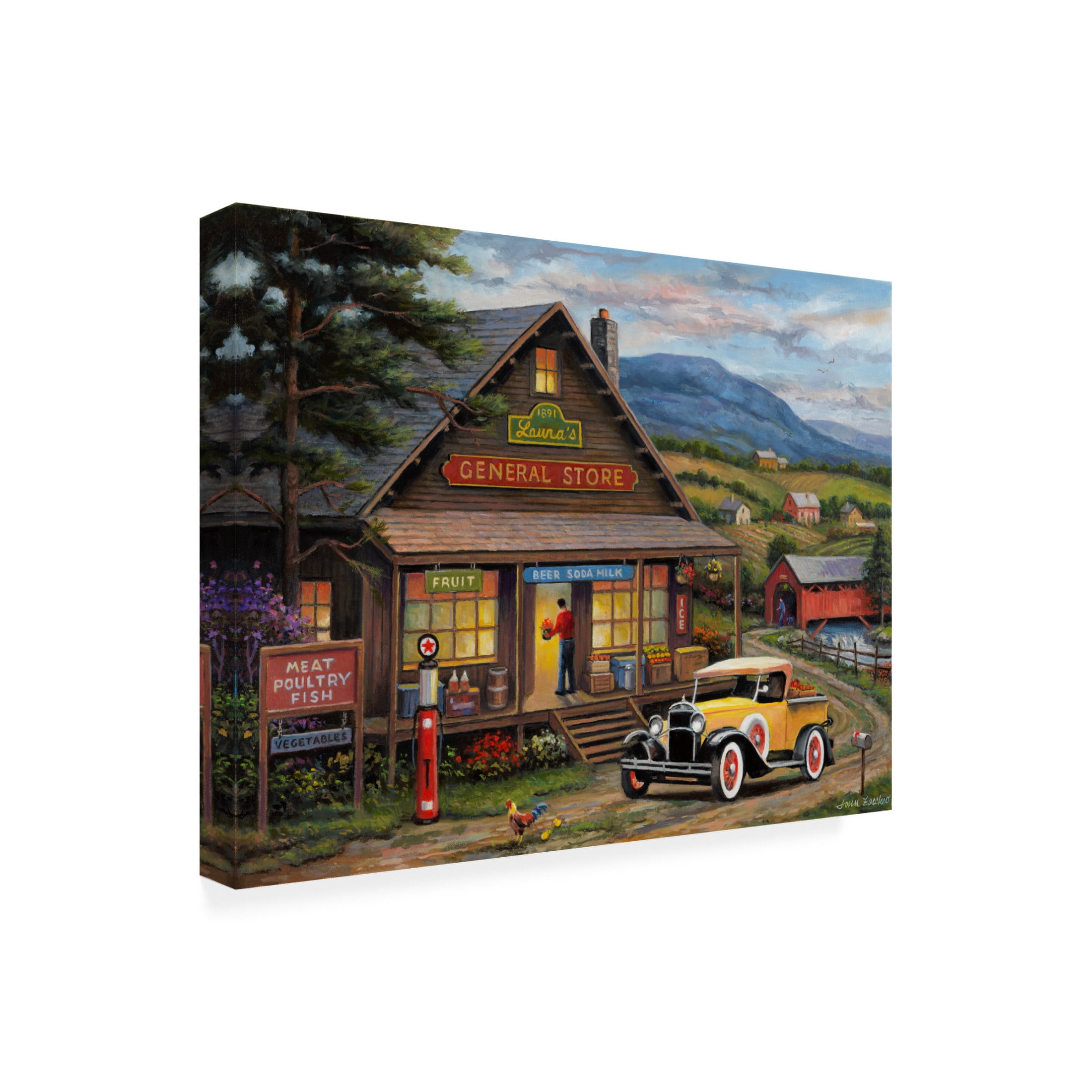Canvas Wall Art - John Zaccheo 'Lauras General Store' Wall Art for Living Room, Bedroom, or Office Décor by Trademark Fine Art - 19 x 14 Inches
