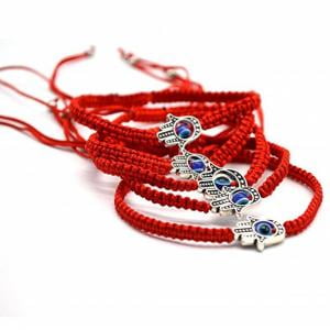 Fancyleo 5 pcs Braided String Bracelets Rotating Evil Eye Fatima Hand Protection Bracelet