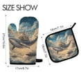 thumbnail image 2 of Yayeee Oven Mitts and Pot Holder Set of 2 Heat Resistant Kitchen Gloves Baking Hot Pad, Floating Whale, 2 of 5