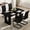 Black Table+4 Black Chairs(Style 1), variant on ExtraLco Dining Table Set for 6, Black Wood Grain Table with 6 PU Chairs for Kitchen Dining Room