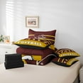 thumbnail image 6 of Feelyou Cartoon Rugby Athlete Twin Bedding Sets 7-Piece, Brown Gold Stripe Line Bedding Comforter Set, Est Sleep Sports Soccer Reversible Sheet Sets, Lightweight Room Decor, 6 of 8