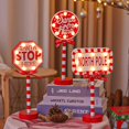 thumbnail image 2 of Letrero de calle navideño con lazo, Papá Noel, deténgase aquí, letra del Polo Norte, decoración navideña, lámpara LED de escritorio vintage, 2 of 5
