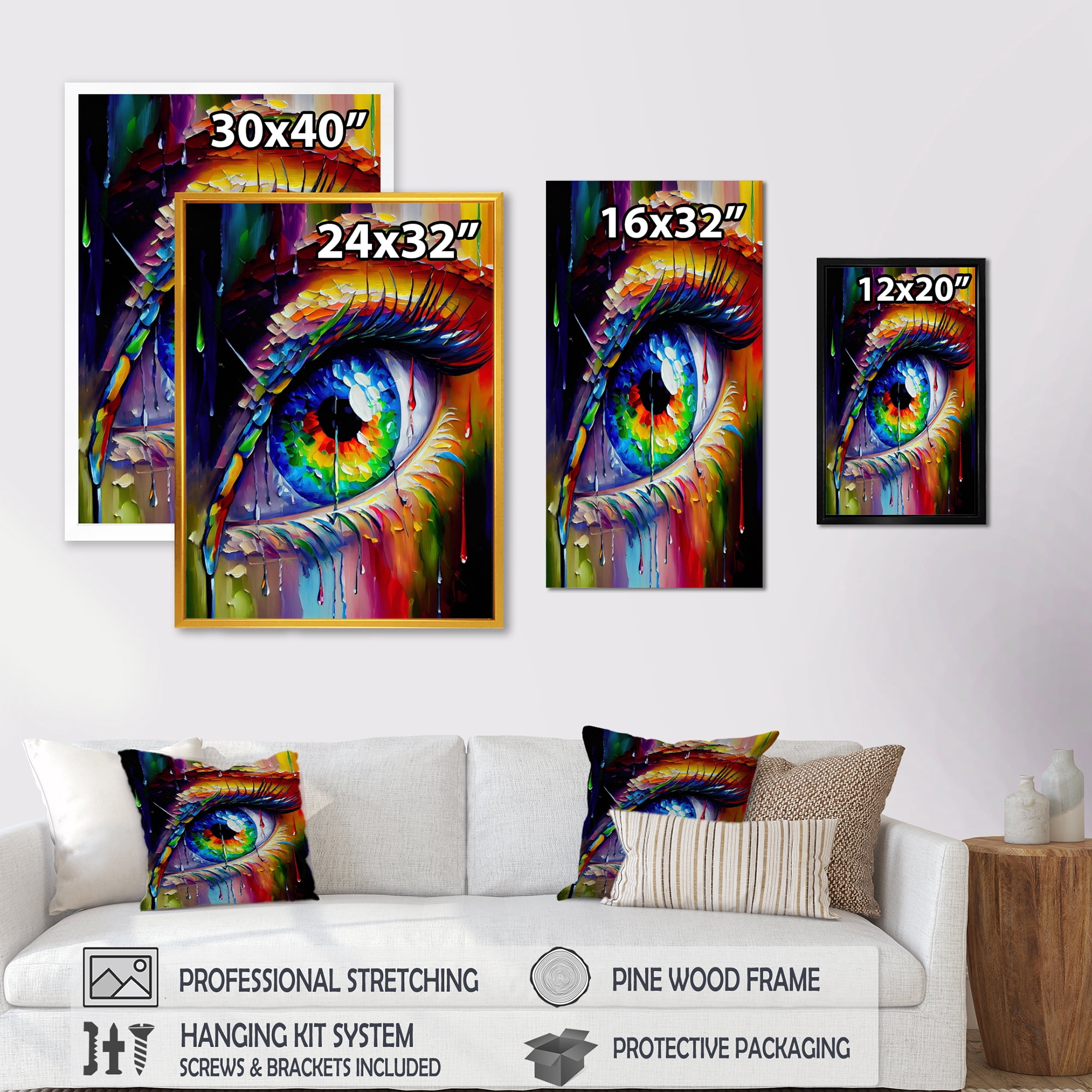 Designart Colorful Eye I Canvas Wall Art