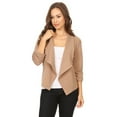 thumbnail image 5 of Women's Casual Fitted Blazer Draped Open Front with Ruched 3/4 Sleeves (S-3XL), 5 of 5