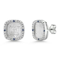 Gem Stone King 0.07 Ct Round 1mm Blue Created Sapphire 925 Sterling Silver Stud Earrings (0.07 Ct)