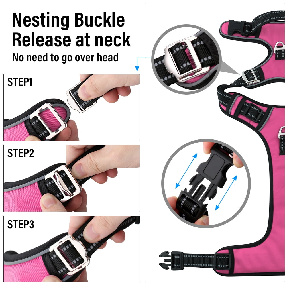 Plutus Pet No Pull Dog Harness, Release at Neck, Adjustable Reflective Dog Vest Harness, Soft Padded with Easy Control Handle, for Small Medium Large Dogs