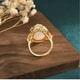 thumbnail image 6 of HOOUN White Natural Jade Flower Rings 18K Gold Plated Adjustable Ring Real Jewelry, 6 of 7