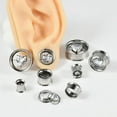 thumbnail image 2 of Crystal Heart Love Double Flared Tunnel Plugs Gauges Earrings for Women Men Unisex - Stainless Steel Cubic Zirconia Hearted Expander Stretcher Screw Ear Gauge Dainty Body Pierced Jewelry, 2 of 7