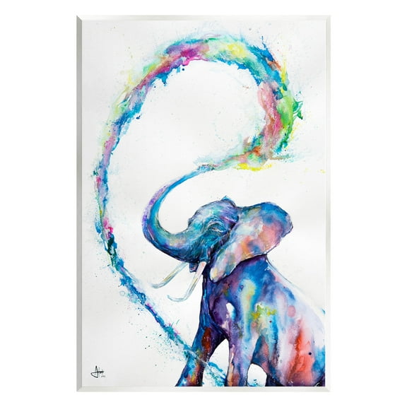Modern Rainbow Elephant Splash Animals & Insects Graphic Art Unframed Art Print Wall Art