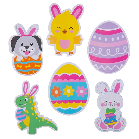 Fun Express 3" Bulk 144 Pieces Easter Character Jumbo Vinyl Stickers