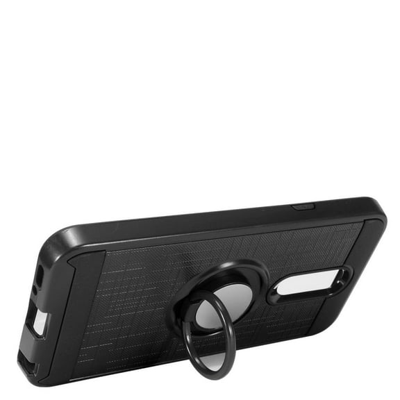 GSA Brushed Hybrid Hard Case Ring Stand for LG Q7, Q7 Plus Black