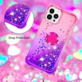 thumbnail image 2 of Glitter Case for Apple iPhone 15 Pro Max for Women Girls, Bling Sparkle Colorful Gradient Quicksand Waterfall Soft TPU Liquid Cover Case with Ring Stand for iPhone 15 Pro Max JB-Pink Purple, 2 of 14