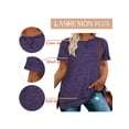 thumbnail image 5 of LANREMON Tunic Tops for Women Short Sleeve Oversized T Shirts Casual Round Neck Side Slit Plus Size Purple Tee Blouse for Women Size 22 Plus, 5 of 5