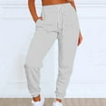 thumbnail image 2 of Clearance! sweatpants women women's pants Women's Solid Color Casual Sports Tie Up Waist With Plush Sweater Material Pants Best Sale Grey2, 2 of 4