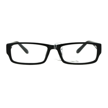 Mens Classic Narrow Rectangular Plastic Clear Lens Eye Glasses