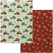 The Pioneer Woman Christmas Wrapping Paper, Two Rolls, 30in x 90 Sqft, Trucks and Flakes