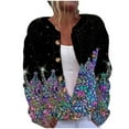 thumbnail image 6 of Winter Warm Women's Festive Christmas Design Print Button up Cardigan Sweater Cable Knit Long Sleeve Knitwear Outerwear, 6 of 8