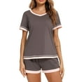 thumbnail image 5 of HAOTAGS Womens Soft Pajama Sets Short Sleeve Pj Shorts Set Sleepwear Gray Size M, 5 of 7