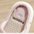 thumbnail image 3 of Women Open Toe Cotton Linen Slippers Indoor EVA Thick Sole Non Slip Slippers Breathable Elastic Memory Foam Comfy Summer House Shoe, 3 of 9
