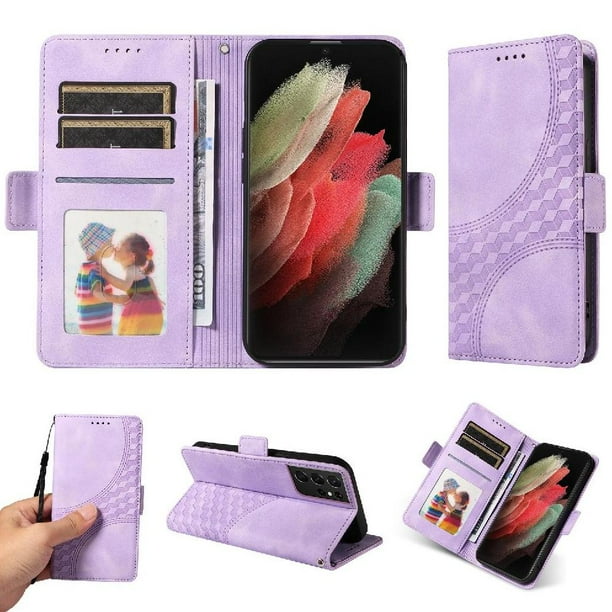 Funda GANGXUN para Samsung Galaxy S21 Ultra con diseño acolchado elegante, cuero PU, protección total y ajuste preciso