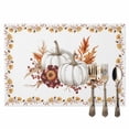 thumbnail image 2 of Thanksgiving White Pumpkin Placemats Set of 1 Fall Leaves Harvest Heat Insulated Linen Place Mats, Washable Stain-Proof Table Mats for Dining Tables Holiday Decor 13x19inch, 2 of 9