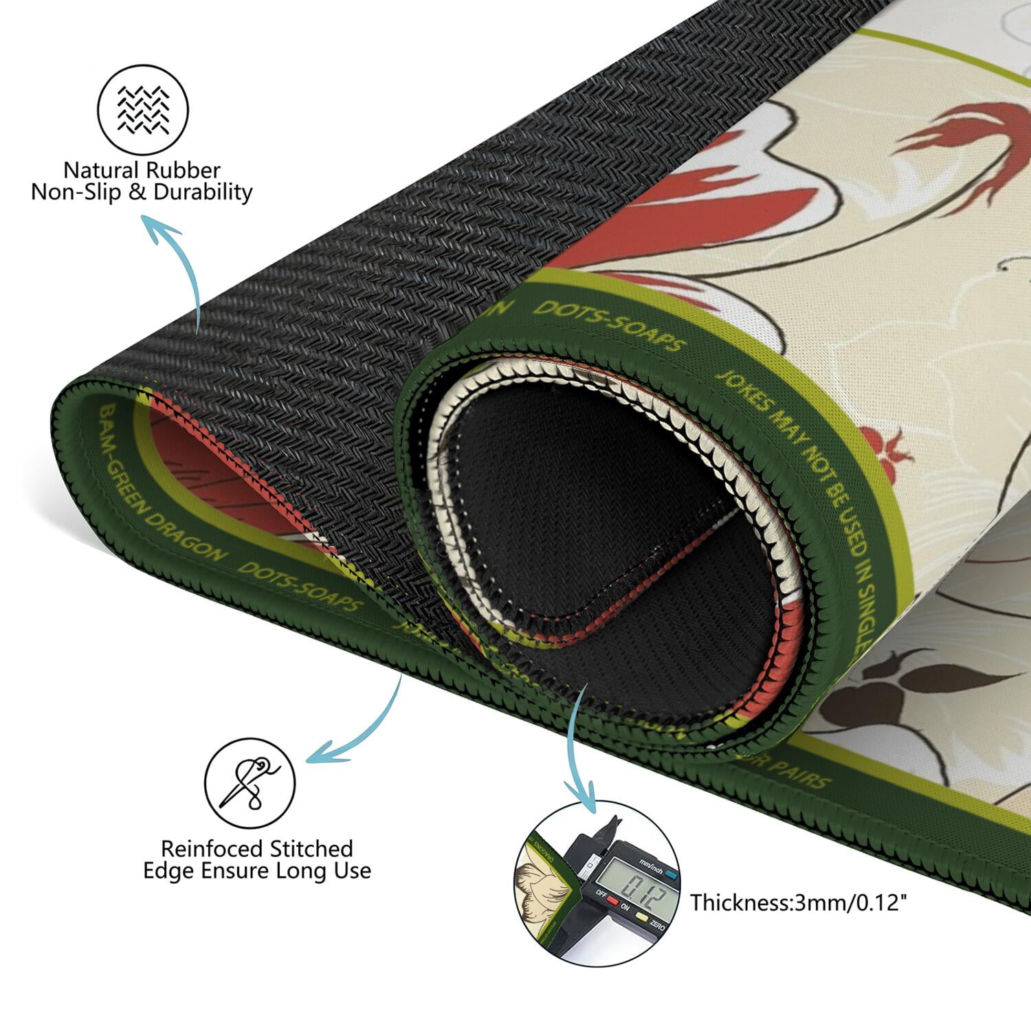 Floral Mahjong Mat with Rules, 31.5*31.5in Anti Slip American Mahjong Mat for Table, Noise Reduction, Neoprene Mah jongg Mats with Carrying Bag & 3 Dices, Mahjong Set Gift, Board Tile Games Mats