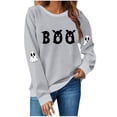 thumbnail image 2 of Hxshgdsn Womens Tops Women's Off Shoulder Sweatshirt Long Sleeve Loose Print Summer Vacation Essentials Fall Outfits For Women 2025 Gray M, 2 of 4