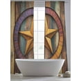 thumbnail image 5 of Retro Star Sheer Curtains 108 inches Long 2 Panels Set Abstract Metal Stars Gradient Circle Wood Grain Sheer Window Curtain Rod Pocket Voile Drapes for Living Room/Bedroom, Each 52" W x 108" L, 5 of 7
