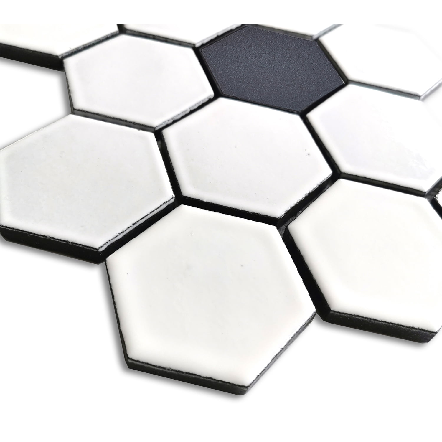 Lugo 12.1" x 10.43" Lava Stone Mosaic Floor and Wall Tile in White (Pack of 9)