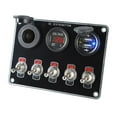 thumbnail image 2 of jinwen 5 Gang Rocker Toggle Switch Panel Waterproof Control Relay Marine Trailer , Red Red Light, 2 of 6