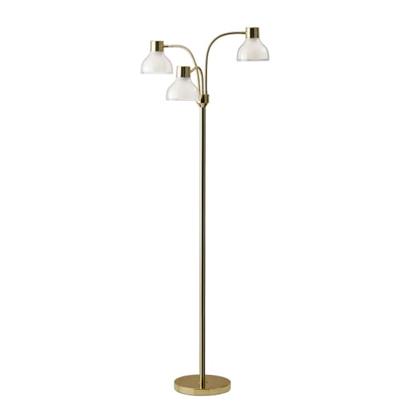 Adesso® Presley 3-Arm Floor Lamp, 69"H, Clear Shade/Shiny Gold Base