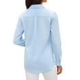 thumbnail image 3 of Siliteelon Women's Slub Cotton Button Down Blouses Business Work Office Shirts Long Sleeve Collared Wrinkle Free Tops, 3 of 7