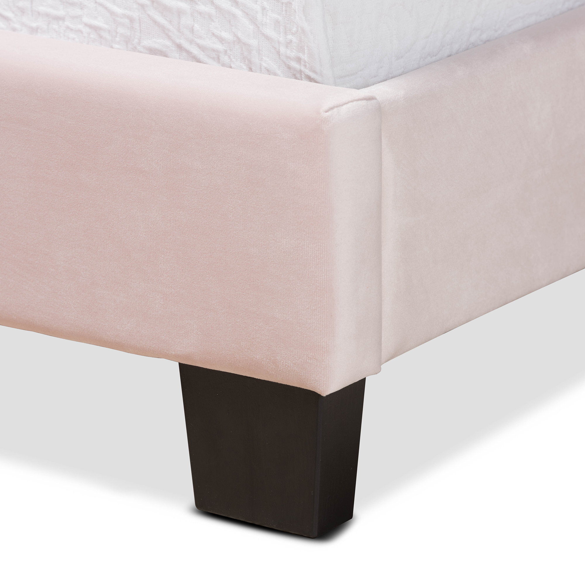 Baxton Studio Caprice Contemporary/Modern Velvet Tufted Panel Bed, Twin, Light Pink/Black