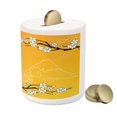 thumbnail image 3 of Cherry Blossom Piggy Bank, Geisha Woman and Sakura Trees in the Foothills of Hill, Ceramic Coin Bank Money Box for Cash Saving, 3.6" X 3.2", Earth Yellow Maroon, by Ambesonne, 3 of 4