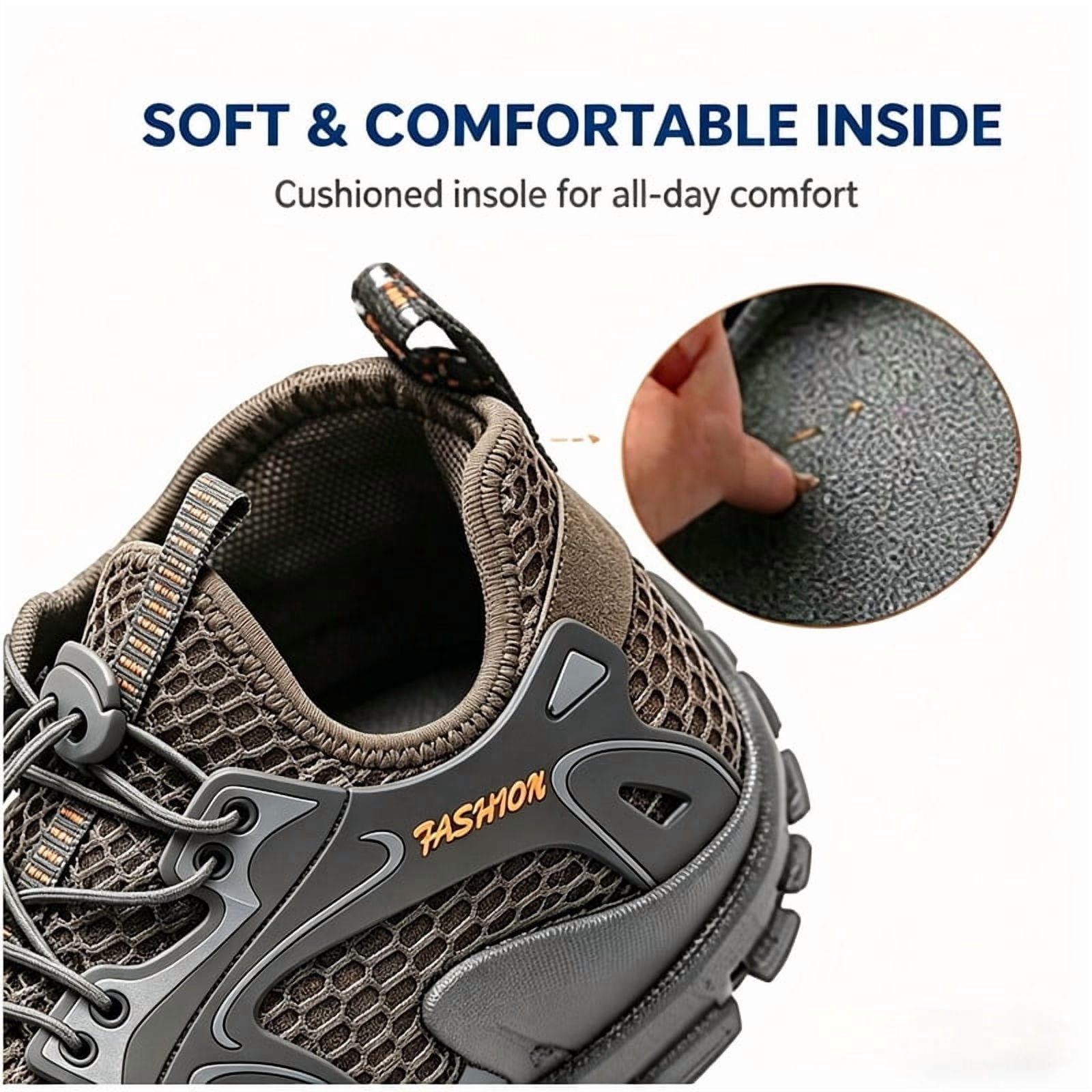CHICVOMEY Comfortable Sneakers for Men Lightweight Breathable Slip-On Hiking Shoes Non-slip Wear Resistant Outdoor Sneakers Ideal for Summer Beach and Camping