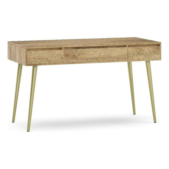 Pemberly Row SOLID MANGO WOOD Mid Century Style 54" Wide Desk - Natural