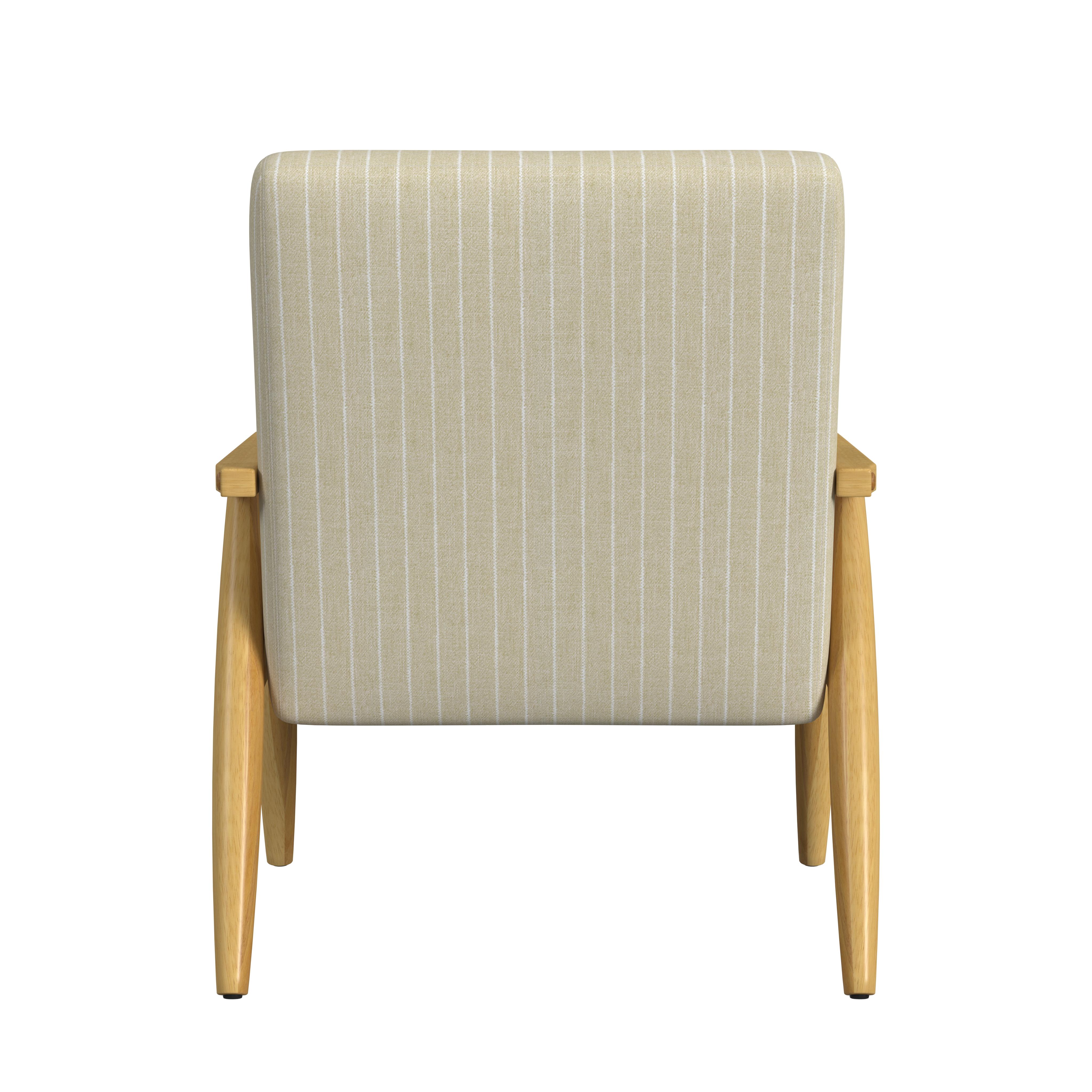 HomePop Mid-Century Wood Frame Arm Accent Chair, Beige Stripe