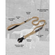 WAAYEEPAL Tactical Heavy-Duty Bungee Dog Leash with 2 Padded Handles and Car Seatbelt, 4-6 ft, Purple