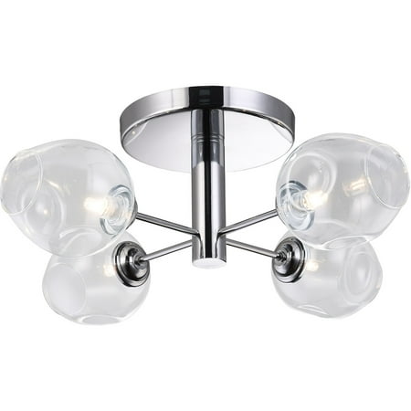 

Polished Chrome/Clear Tone Finish Semi Flush 21 Wide Metal/Glass Material 4 Light Fixture