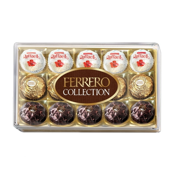 FERRERO COLLECTION Fine Assorted Chocolates and Coconut Confections Gift Box, 15 Individually Wrapped Confections, 156g