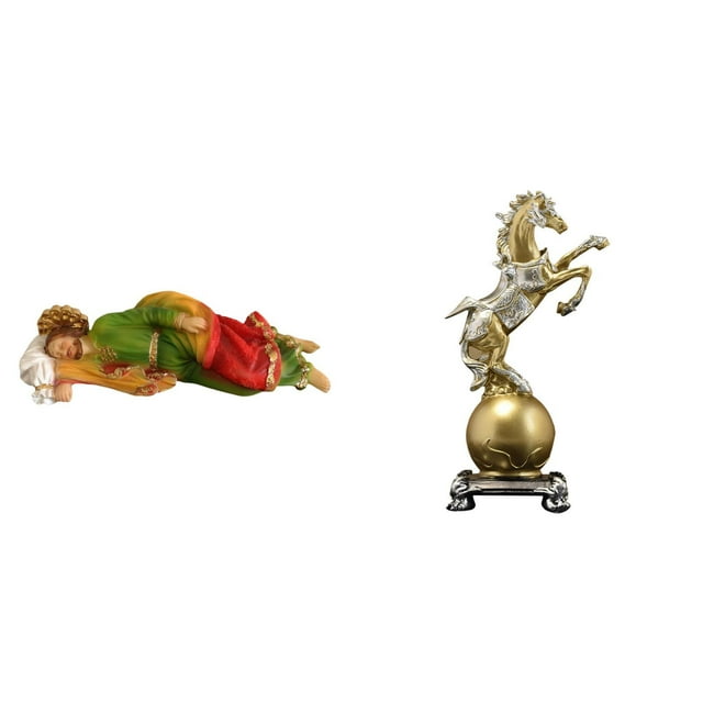 Estatua de José,Estatua de José durmiendo Estatuilla religiosa,Figura de escritorio,Estantería con estatua de caballo para escritorio,oficina y decoración del hogar.,Figura decorativa de