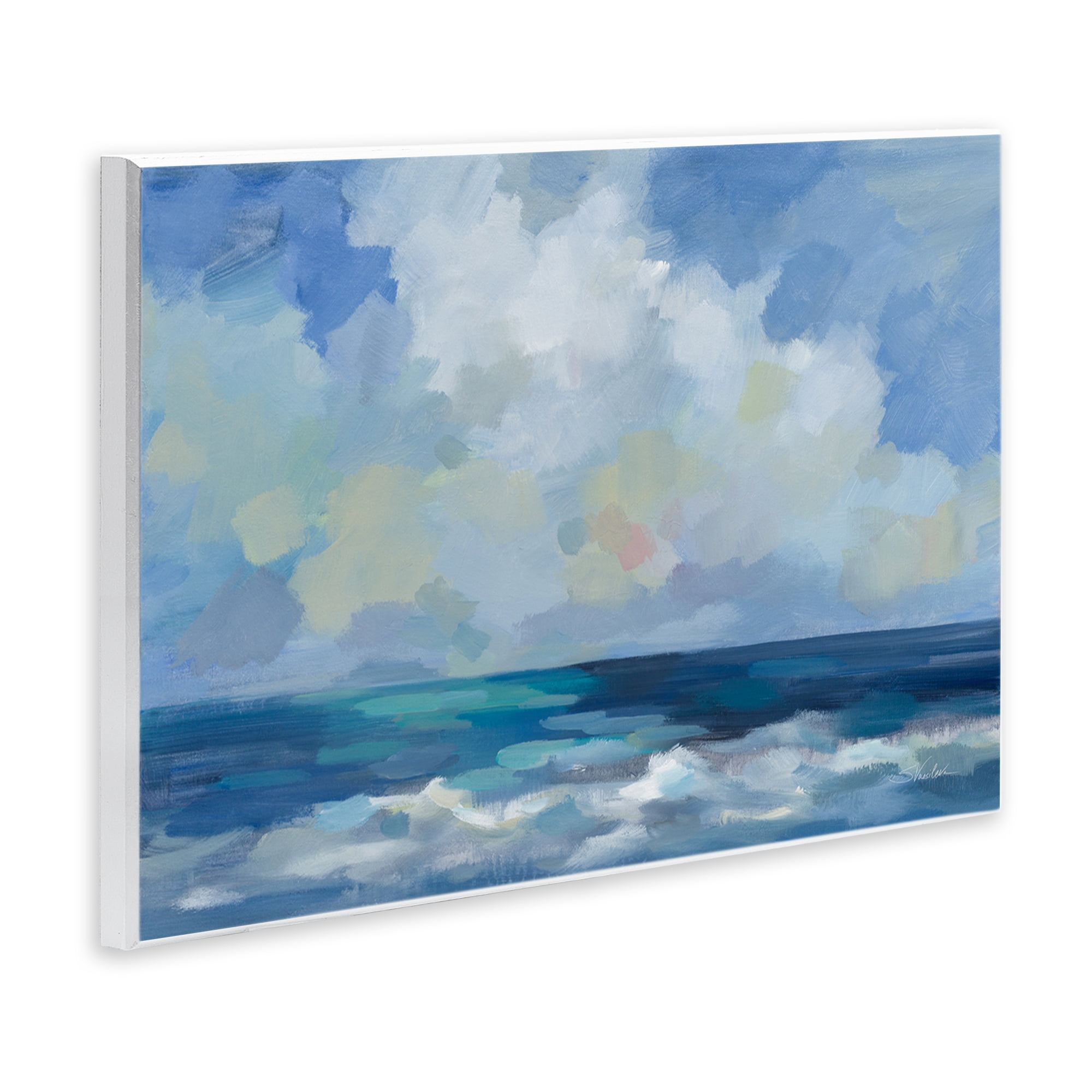 Stupell Industries Nautical Waves & Clouds Nautical & Beach Painting Unframed Art Print Wall Art, 15 x 10