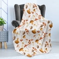 thumbnail image 4 of Mushroom Soft Flannel Fleece Throw Blanket, Repetitive Rural Nature Elements on Plain Background Pattern, Cozy Plush for Indoor and Outdoor Use, 50" x 70", Vermilion Pale Orange, by Ambesonne, 4 of 5