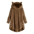 thumbnail image 2 of Otvok Womens Plus Size Coats Solid Tops Hooded Pullover Loose Sweater, 2 of 6