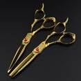 thumbnail image 4 of 6 Inch Steel Goud Hair Cutting Scissors, Hair Scissors Haircut Scissor Thinning Barber Hair Cutting Shears, Hairdresser Scissors Set, 4 of 6