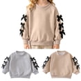 thumbnail image 5 of Ulanda Girl's Y2k Sweatshirt Neck Drop Shoulder Long Sleeve Pullover Tops (Coffee, 4-6 Years), 5 of 9