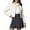 White, variant on Women's Wool Blend Lapel Zip Up Crop Jacket - Long Sleeve Solid Color Outerwear with Pockets