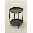 thumbnail image 5 of Evajoy Steel Patio End Table 2-Tier, Weather Resistant Outdoor Round Side Table(Black), 5 of 7